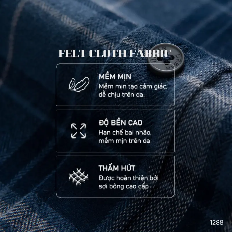 Áo sơ mi Flannel kẻ nam URBAN Menswear Nhung Shirt có túi ngực, chất vải Flannel mềm mịn, button down trẻ trung, năng động, phom slim vừa vặn NO.1288, mau xanh aonam  dep 2