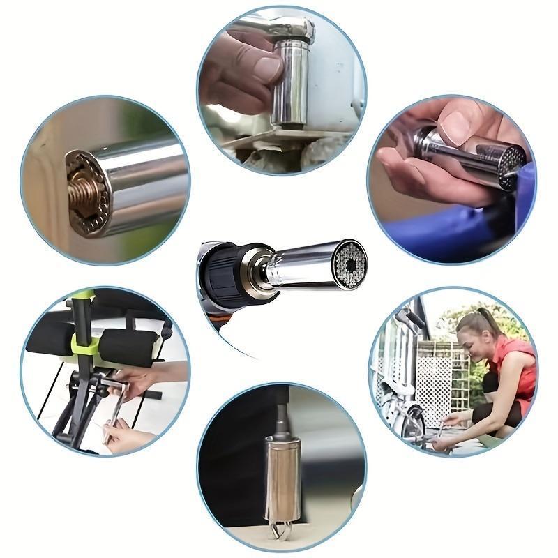 7-19mm Hexagonal Universal Socket Wrench, Power Drill & Ratchet Wrench Adapter, Durable & Compact Wrench Repair Kit for All DIY Tasks, Hardware Torque 2