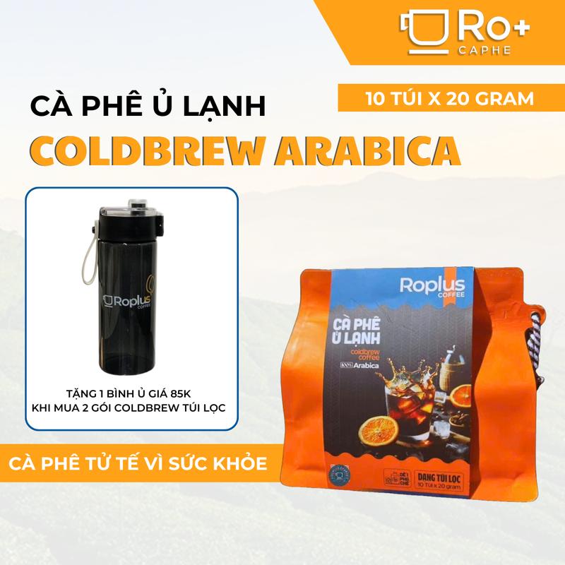 [MUA 2 TÚI TẶNG BÌNH Ủ] CÀ PHÊ TÚI LỌC COLDBREW (Ủ Lạnh) Từ Arabica Cầu Đất Roplus Coffee Tiện lợi - Dễ dùng Cho Người Bận Rộn - 20gr/túi x 10 túi - Cafe Nguyen Chat arabica  coffee coffee