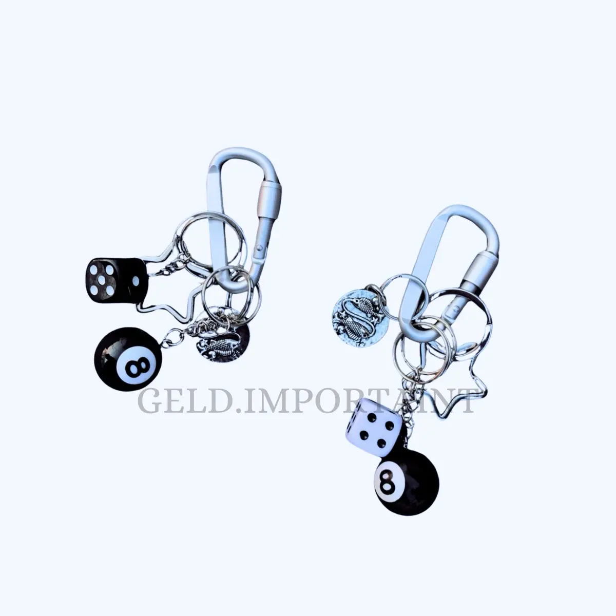 Carabiner Kalcer - Geld Importaint | Keychain | Chapter 1| Aksesoris Ganci Kunci Black