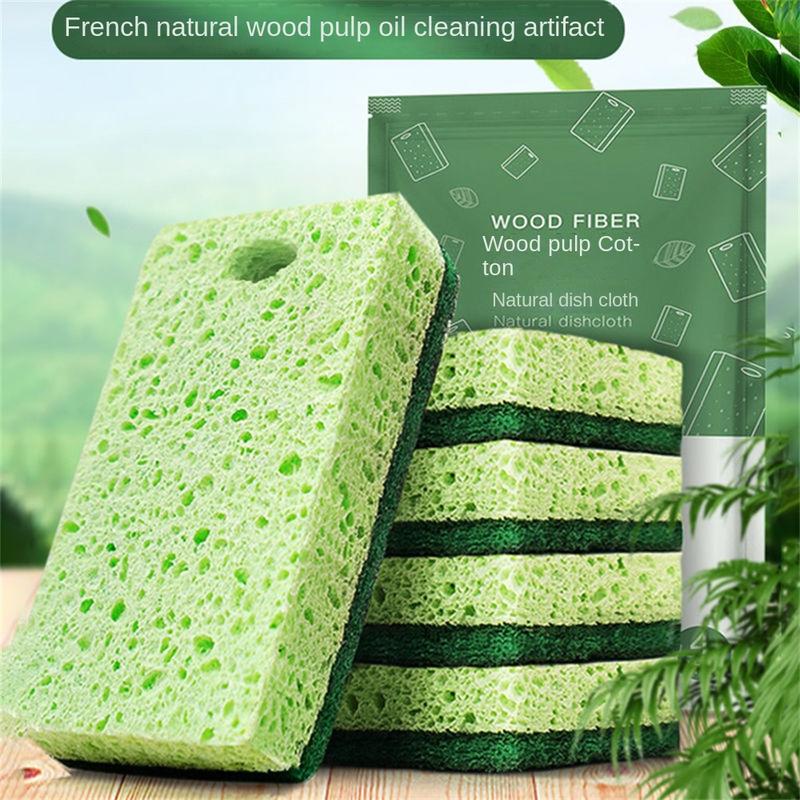 Product Introduction of 1PC Wood Pulp Dishwashing Sponge Double-Side Cleaning Sponge Absorbing Scouring Pad Household Cleaning Tools 23
