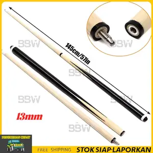 Hindegko Stik Billiard 145cm - Snooker Style Cue Billiard Amerika Stik Stick Billiard 12mm Untuk Sembilan Bola Kayu Putih Ramin