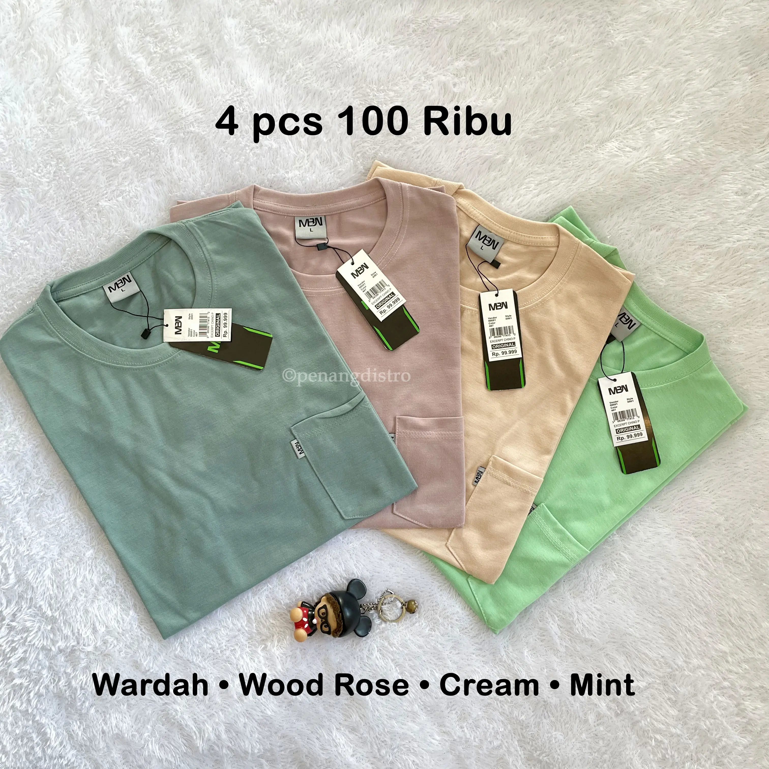 100 ribu dapat 4 kaos Pocket Saku / Kaos Distro Polos Pria & Wanita Semi-katun 24s Tebal Katun Baju