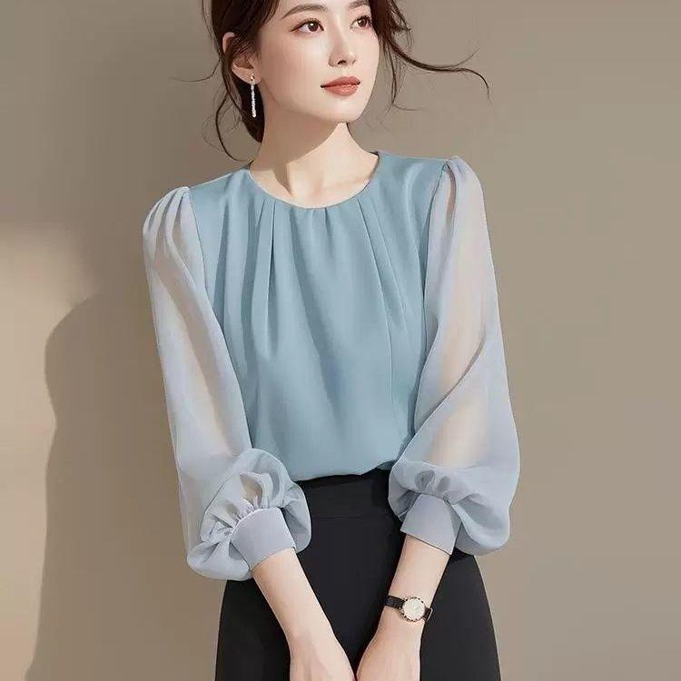 Áo Dài Tay Đẹp Phong Cách Pháp, Màu Trơn Dành Cho Nữ, Hàng Mới Về Mùa Thu 2024, Áo Sơ Mi Nhỏ Thanh Lịch, Áo Voan Phổ Biến, Thích Hợp Cho Phụ Nữ, 1 / 2 Cỡ 5