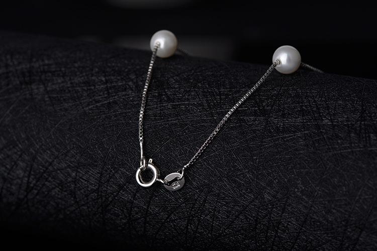 Product Introduction of 925 Sterling Silver Jewelry Japan and South Korea Short Pearl Sweater Necklace Women Fashion Simple and Versatile 6