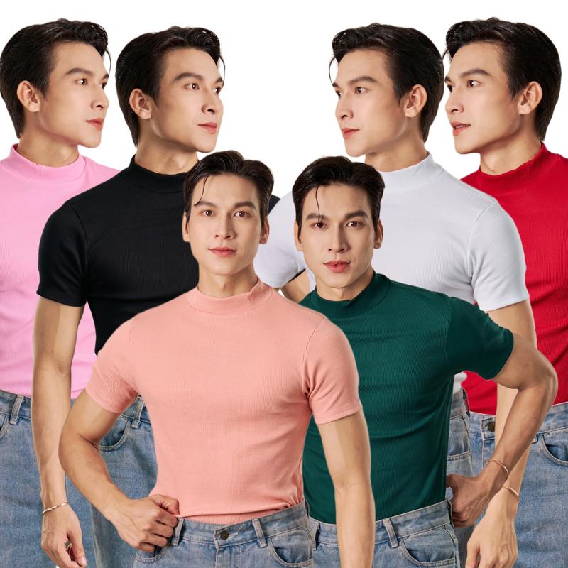 Áo Thun Cổ Lọ Nam Tay Ngắn Form Body Thun Gân Cao Cấp Thương Hiệu Mr Twins Menswear