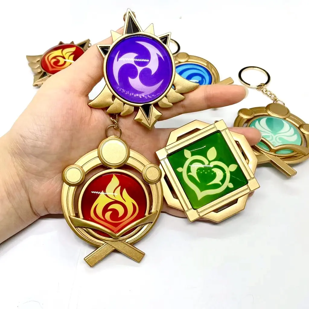 Genshin Impact Keychain Element Vision God's Eye Mondstadt Liyue Snezhnaya Inazuma Accessories Bag Pendant Key Chain Gifts