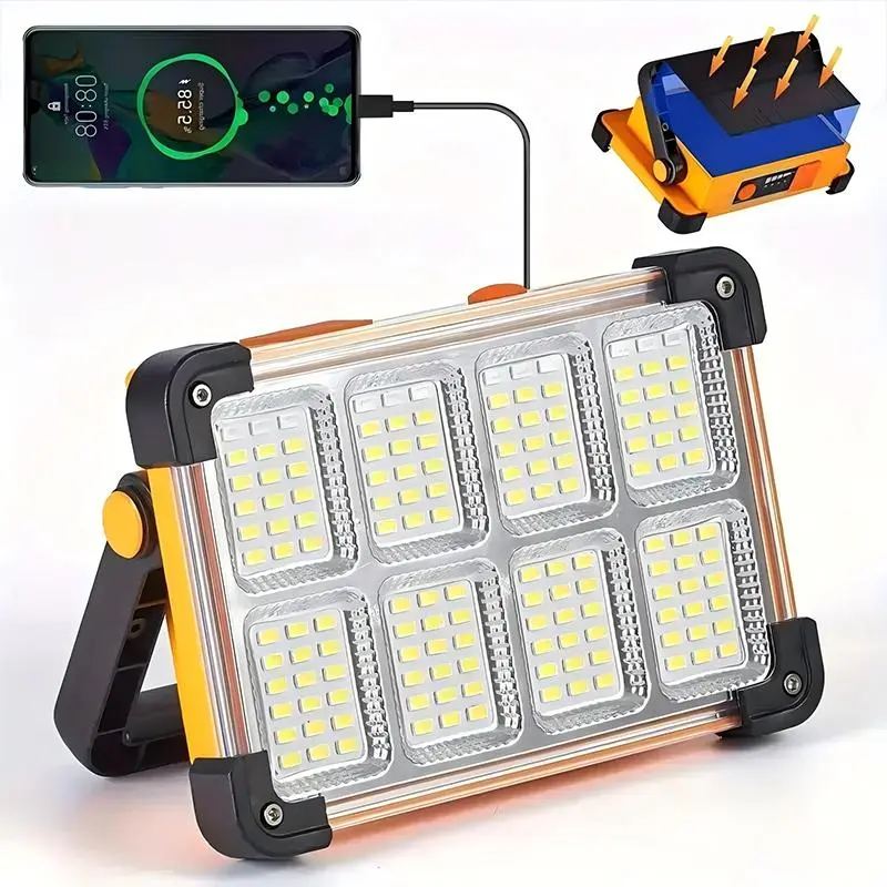Portable LED Light, USB & Solar Charging LED Light with 4 Adjustable Brightness Levels, Outdoor Lighting for Camping, Emergency, Outdoor Travel, Men Gifts