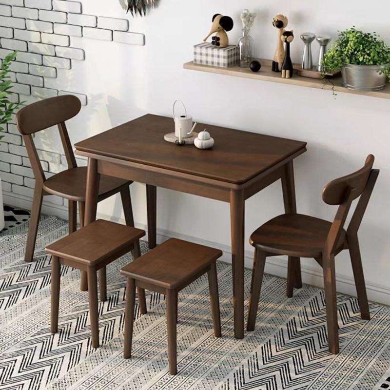Walnut Solid Wood Folding Dining Table Home Small Apartment Solid Wood ...