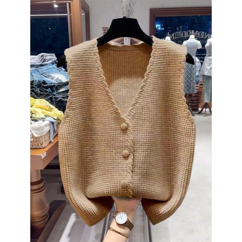 Áo Vest Dệt Kim Cổ Chữ V, Thương Hiệu Nổi Tiếng Pháp Độc Quyền, Áo Khoác Ngoài Mùa Thu, Áo Vest Áo Len Không Tay Áo Vest, 2024, Quốc Tế Thương 3