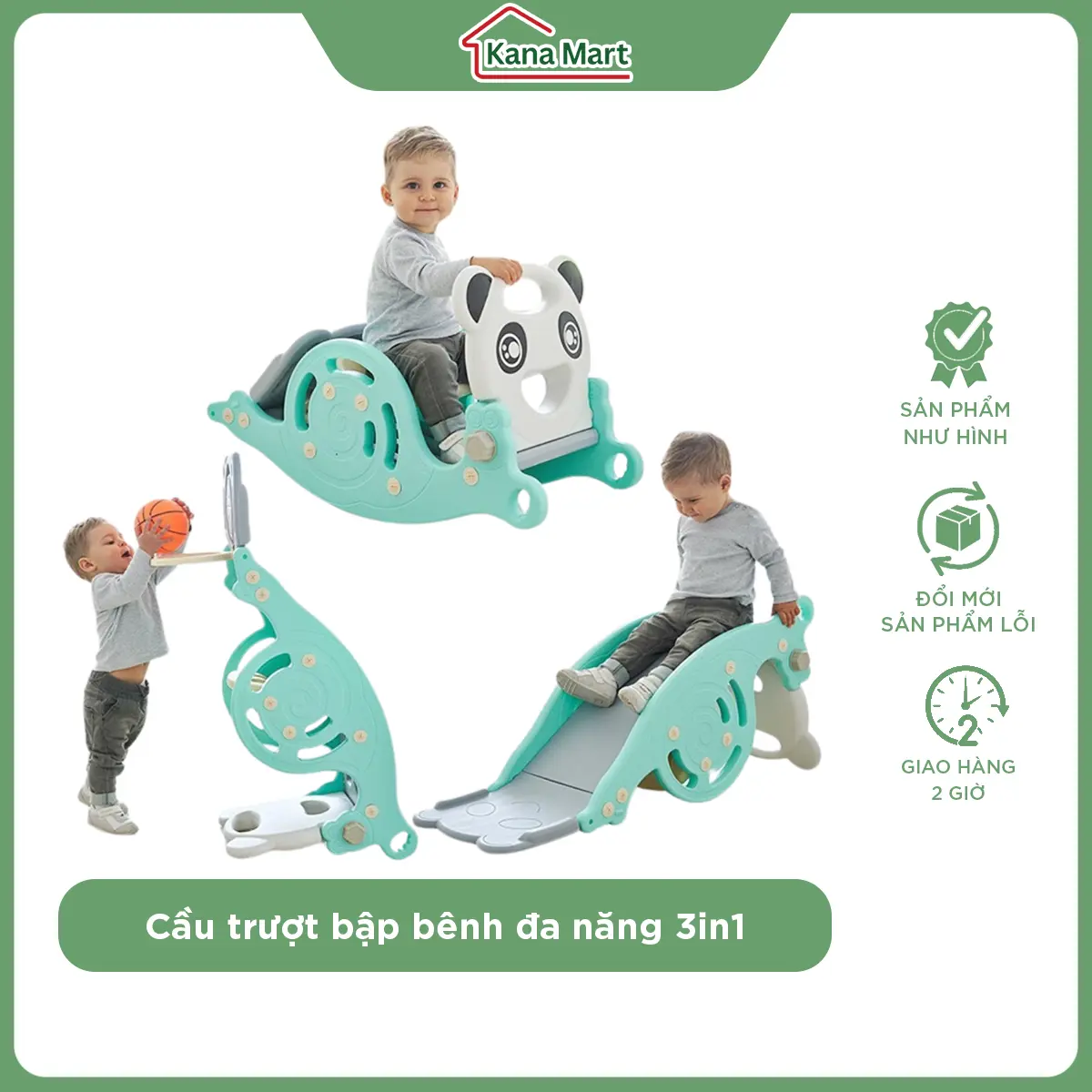 Cầu trượt bập bênh cho bé thiết kế đa năng 3in1 Đồ Chơi
