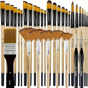 Juego de pinceles de pintura para artista, 32 cerdas finas de nailon para pintura acrílica, al óleo y acuarela, ideal para artistas, adultos y estudiantes