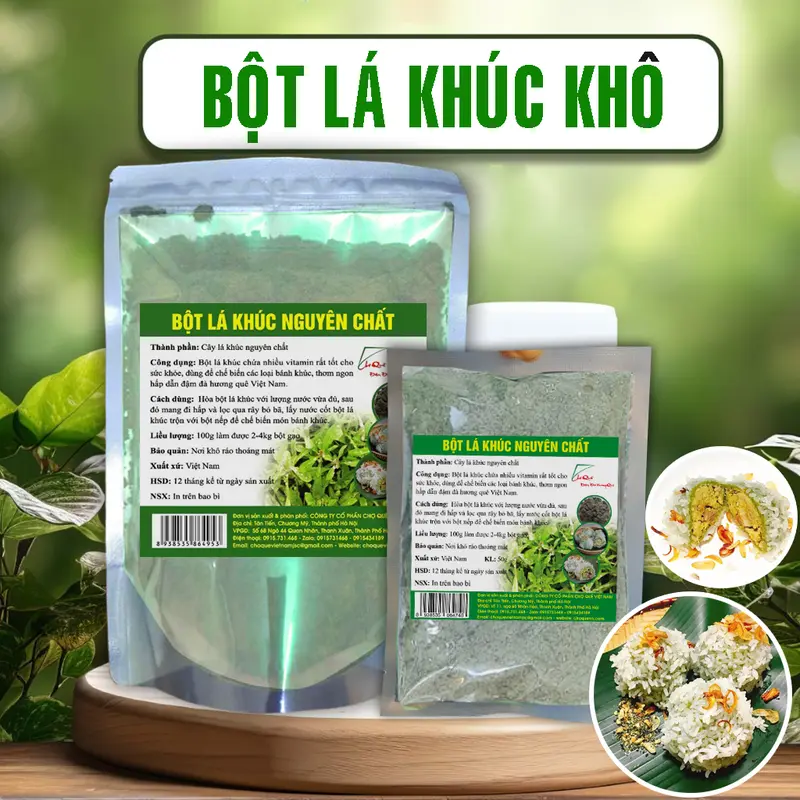Bột lá khúc nguyên chất sấy lạnh Chợ Quê 50g 0