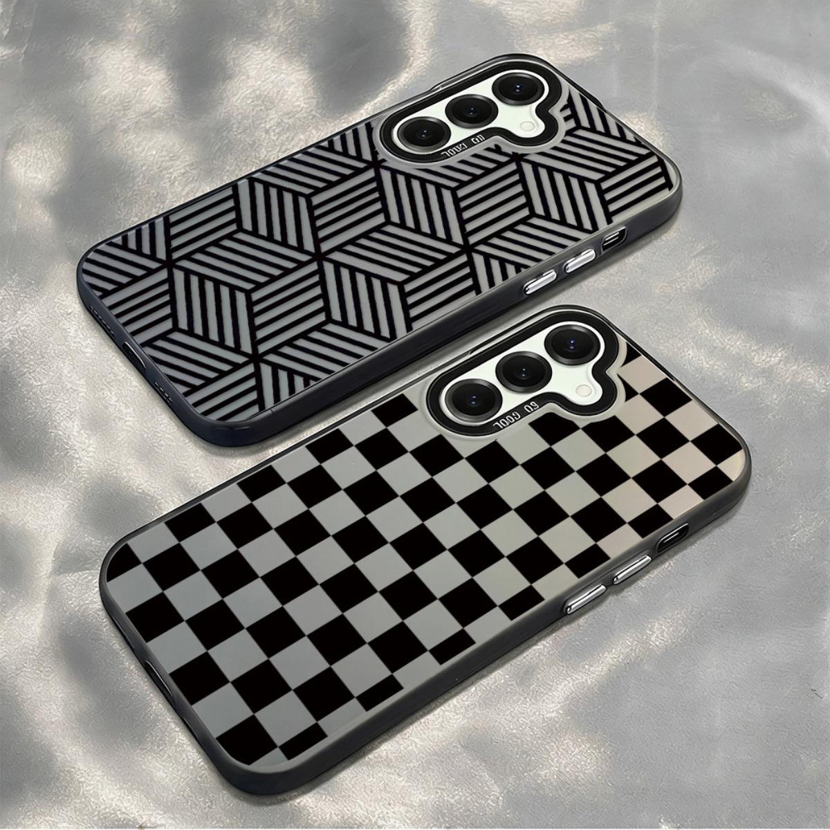 Bergaya dan sederhana Case Untuk Samsung A17 A35 A55 A56 A07 A36 A26 A15 A16 A06 A05S A22 Pelapisan Laser Perak IMD Tahan Guncangan Cover