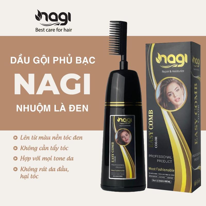 Dầu gội phủ bạc Nagi 8 màu nhuộm màu tự nhiên an toàn 400ml Đổi Màu Tóc Nhuộm Tóc