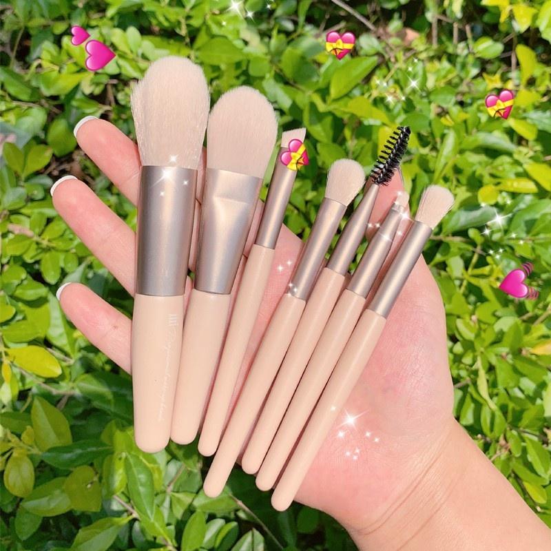 Full Bộ cọ 8 cây makeup lông mềm mịn tặng kèm túi Zip Vintage, Bộ cọ trang điểm cá nhân gốm 8 cây chính hãng 6