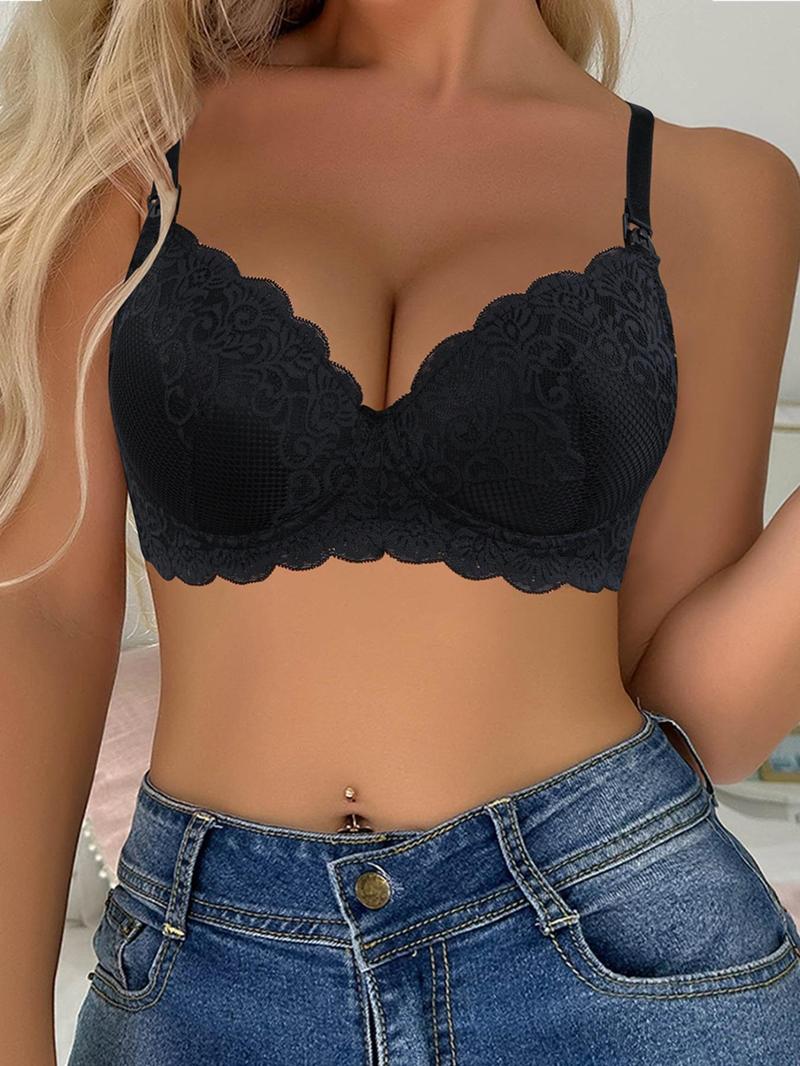 Product Introduction of Women's Plain Floral Lace Push Up Bra, Comfortable Breathable Underwire Bra, Lingerie for All Seasons 3