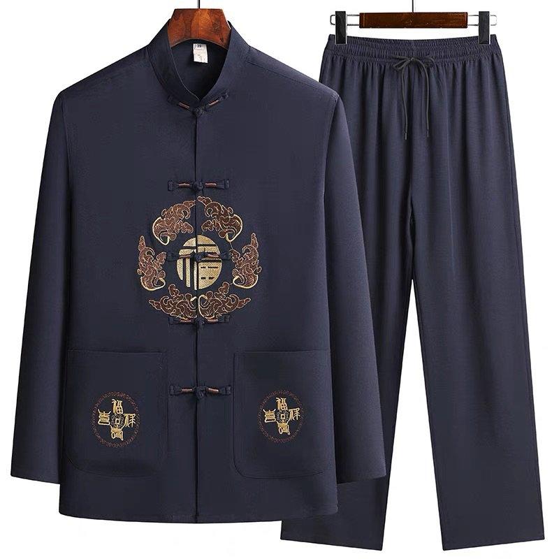 Bộ quần áo nam trung niên cho bố dài tay thu đông đồ bộ trung niên nam quần áo cho người già