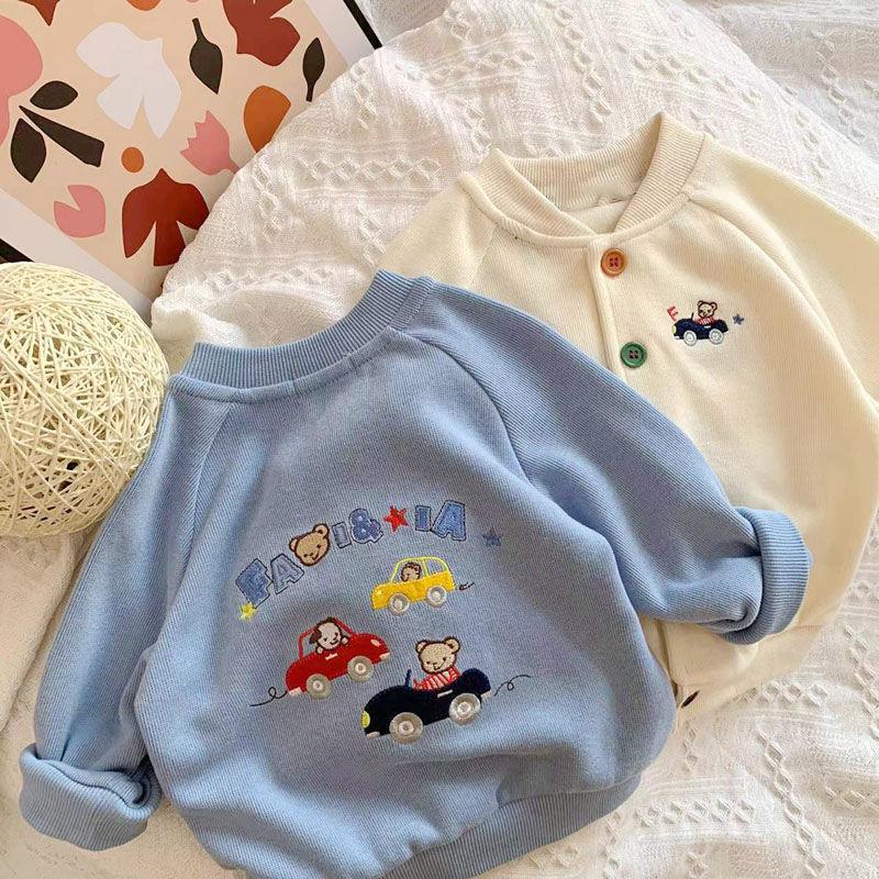 Product Introduction of Kot Musim Bunga, Rekaan Beruang Kartun Budak Lelaki, Sulaman Kereta, Kardigan Berkait, untuk Bayi dan Kanak-kanak, Ketibaan Baru dari Miki Jepun 17