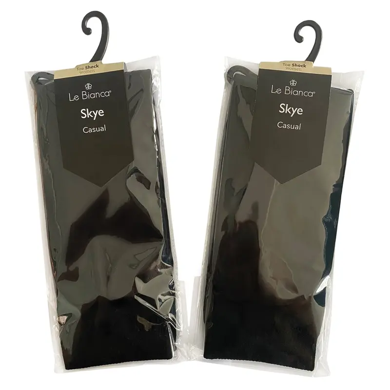 Le Bianca Skye Kaos Kaki Wanita Dewasa Hitam Panjang Pendek Motif Garis Ankle Nyaman  Lembut 1