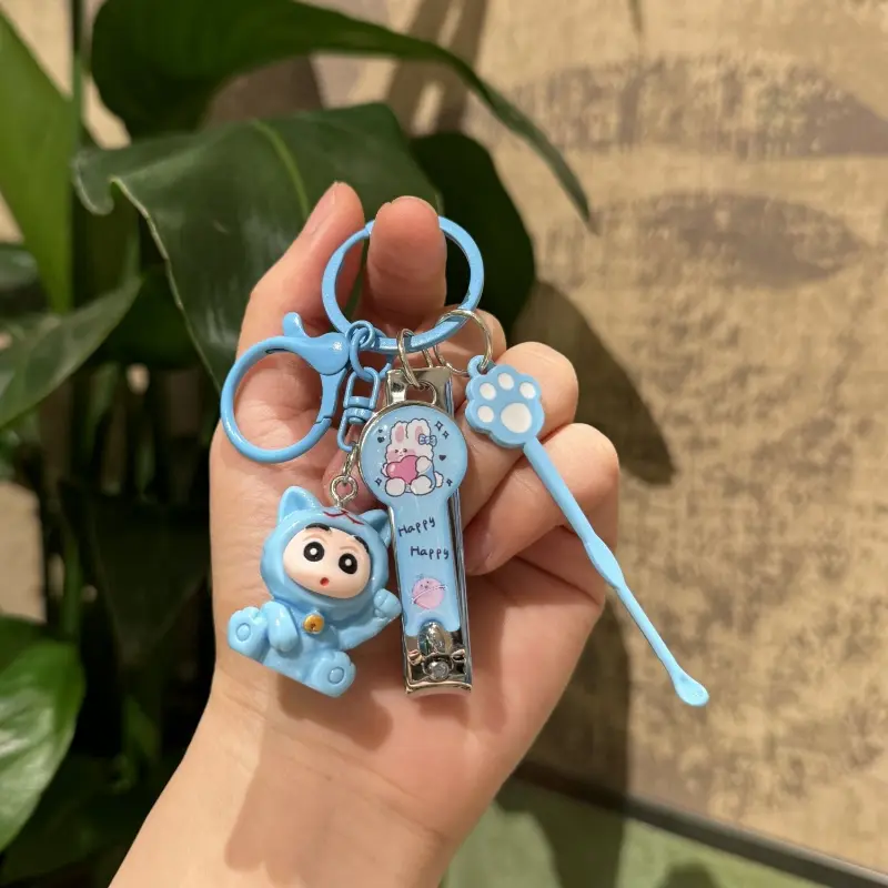 The Lucky Cat Xiaoxin Cartoon Cute Keychain With Nail Knife Ear Spoon Couple Best Friend Creative Bag Hanging Decoration