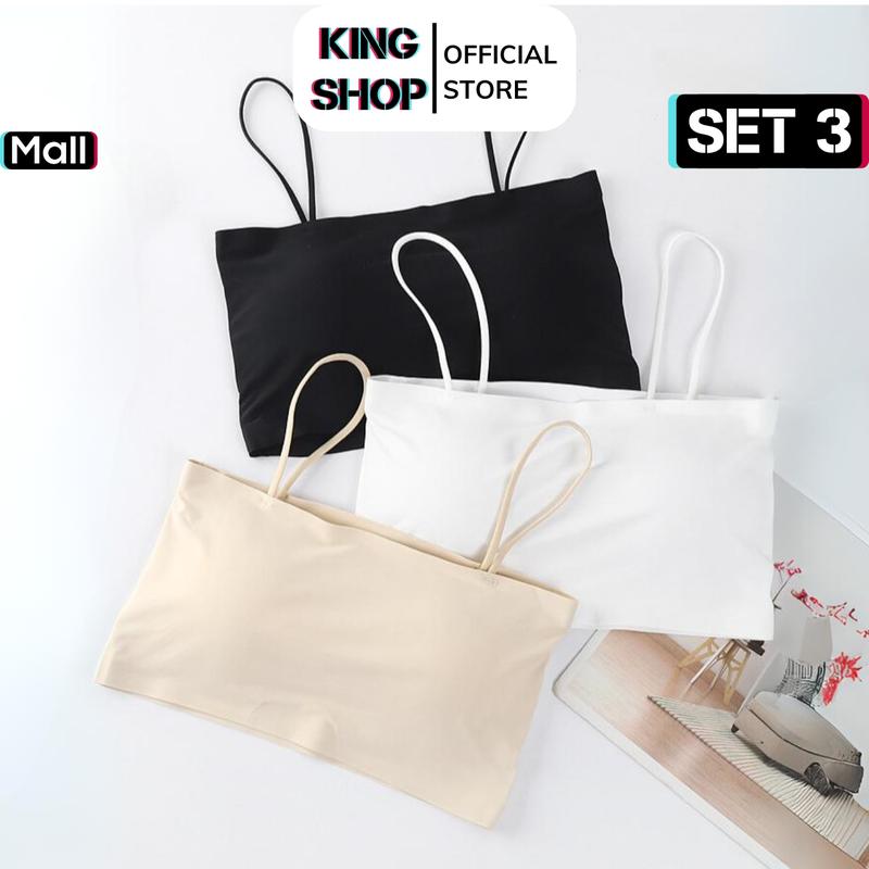 Set 3 Áo Bra 2 Dây Đúc Su Mềm Mại Co Giãn Đa Chiều - Top Bra 2 Dây Sợi Bún Sẵn Mút Ngực KING SHOP B8881 Women 1