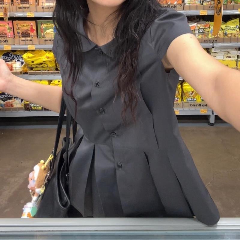 Áo babydoll xếp li cổ bèo Lysen - Eighteen Again