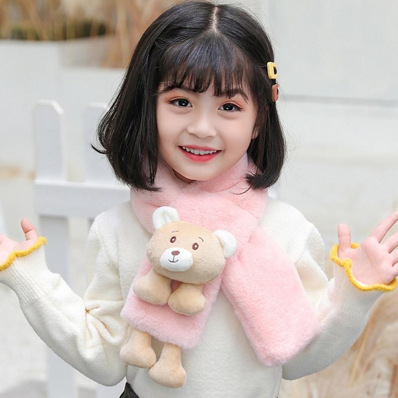 Product Introduction of Soft Cartoon Bear Winter Scarfs Neck Protection Cute Plush Neckscarf Neck Accessories Warm Children's Scarf for Boys Girls 18