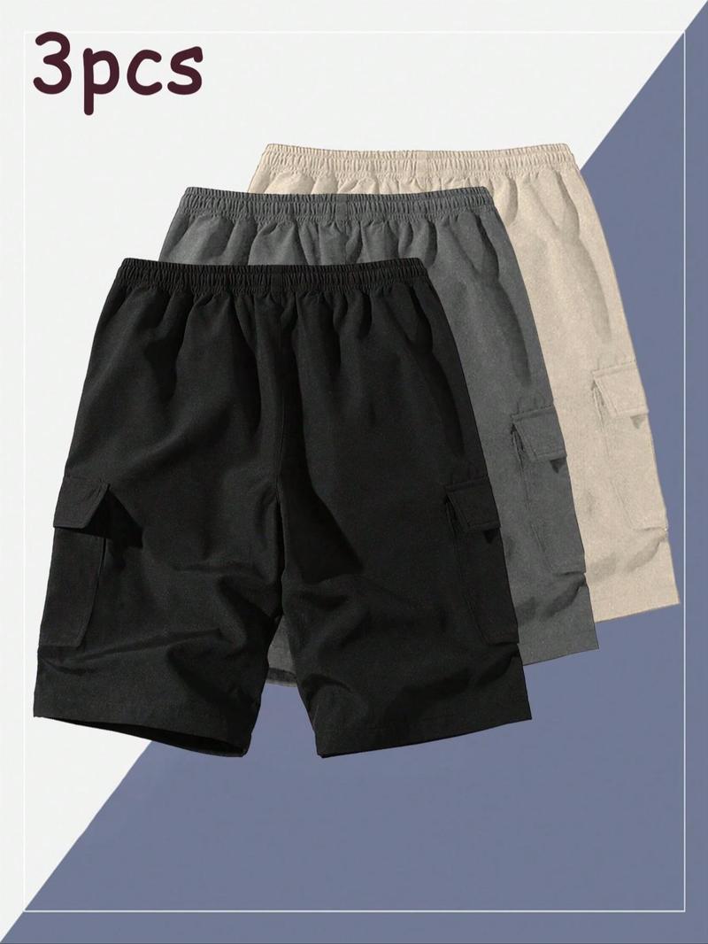 Product Introduction of Men's Solid Color Embroidering Flap Pocket Cargo Shorts, Regular Fit Casual Breathable Outdoor Shorts, Summer Bottoms for Men, Tropical 2