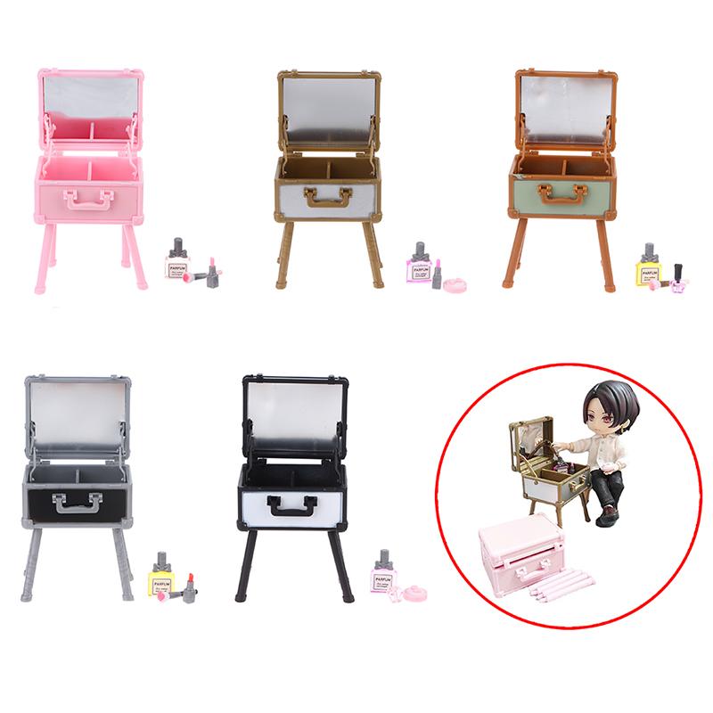 Product Introduction of 1Set 1:12 Dollhouse Mini Vanity Case Lipstick Perfume Air Cushion Mirror w/Holder Furniture Decor Toy 21