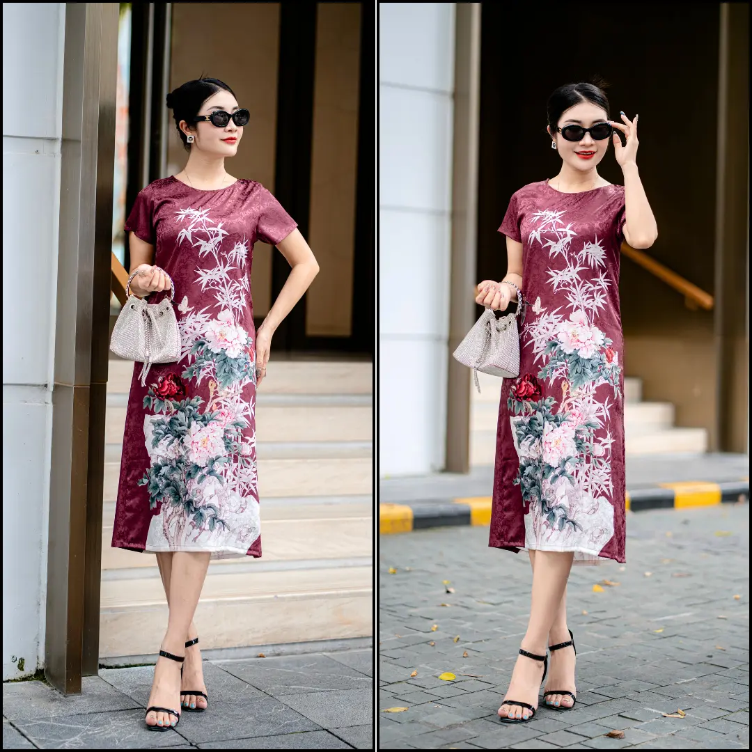 [ĐẦM 5] Đầm Trung Niên Cao Cấp - Lady Amy, Chất Lụa Thái Tuấn Lụa Cao Cấp In Công Nghệ 8D Sắc Nét, Tôn Vẻ Đẹp Quý Phái, Sang Trọng, Thanh Lịch Nữ Women
