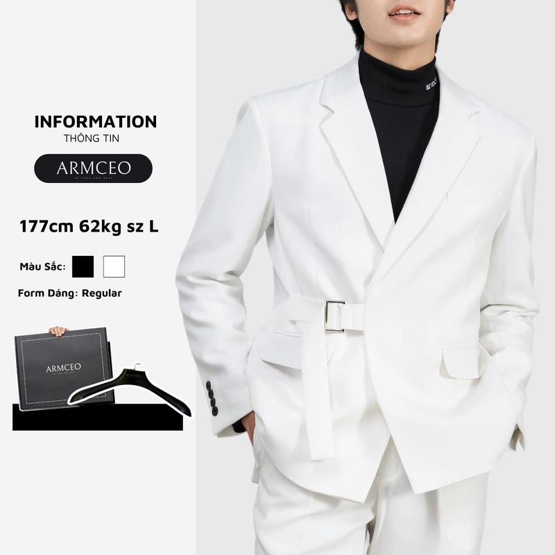 Áo blazer nam nữ cao cấp LUX thương hiệu ARMCEO đai cài, có đệm vai, form chuẩn Hàn Quốc -ARK01