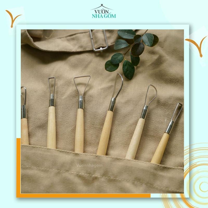 Set 6 dụng cụ làm gốm bán chuyên, dụng cụ tạo hình đất set- Vườn Nhà Gốm 2