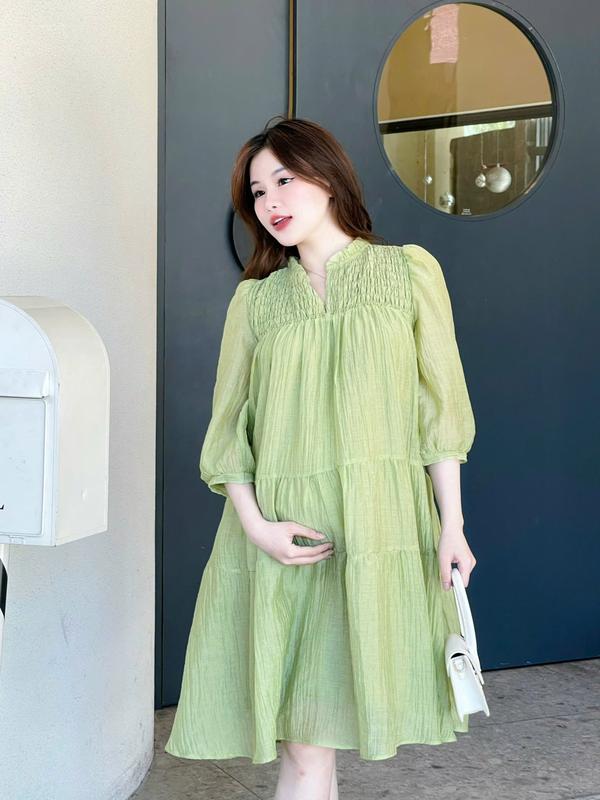 Váy Bầu tơ dáng babydoll tiểu thư BoBo Dress