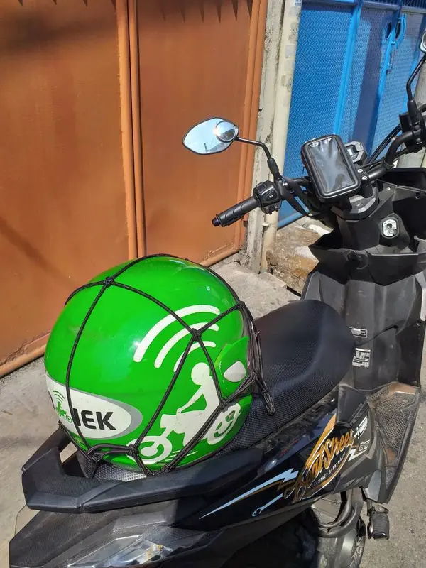 Jaring Helm Jaring Barang Motor - HITAM MERAH BIRU 3