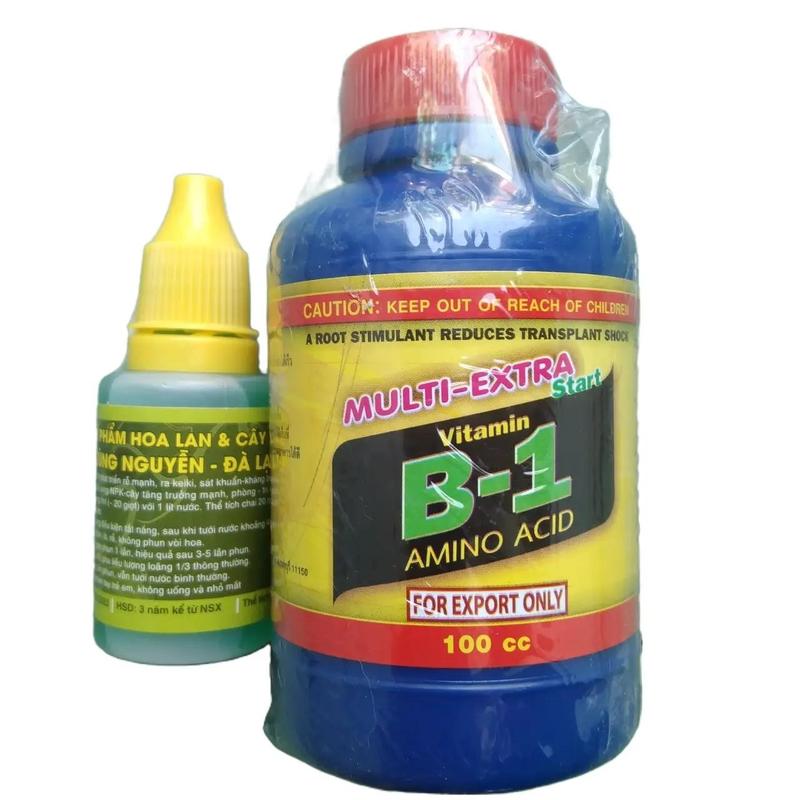 combo 2 chai phân bón kích rễ nhanh và mạnh cho Phong Lan, hoa cảnh (100ml Vitamin B1 Thái xanh, 20ml Hùng Nguyễn)