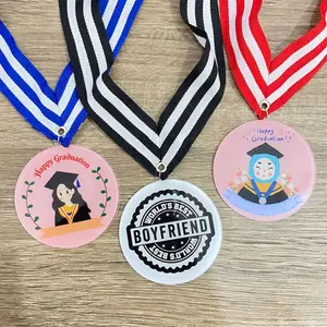 Sakou Custom Template Medali Akrilik Print Trofi Wisuda Medali Penghargaan