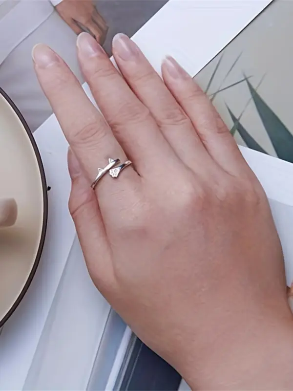 925 Sterling Silver Cute Cat Paw Design Cuff Ring, Adjustable Open Ring, Fashion Jewelry Accessories for Women & Girls 5