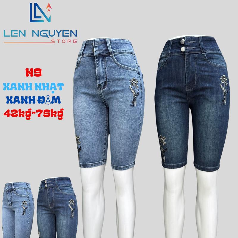 N9 [ Len Nguyen Store ] Quần Jean (Bò) Nữ Ngố 5 Tất, Lưng Cao 2 Nút, Dài 52-55cm, Màu Xám, Xanh, Size 42kg-75kg, Thiết Kế , Co Giãn, Mền Mịn, Bigsize, Hotgirl, Skinny, Ống Ôm, Mang Phong Cách Năng Động, Trẻ Trung, Tự Tin, Dễ Phối Đồ. Women Pants Denim