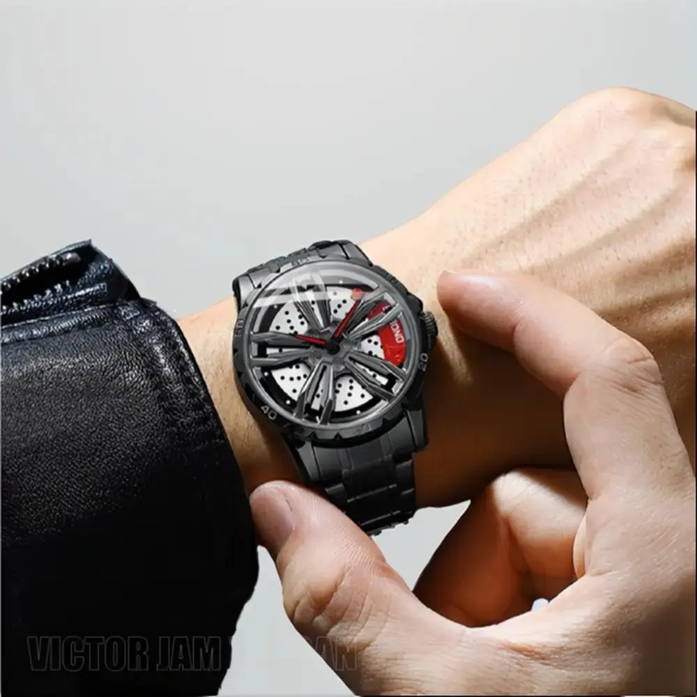 Watchbet Jam Tangan Velg Berputar - Velg Spinning Watch - Rims Spinning Watch Tahan air Kemewahan
