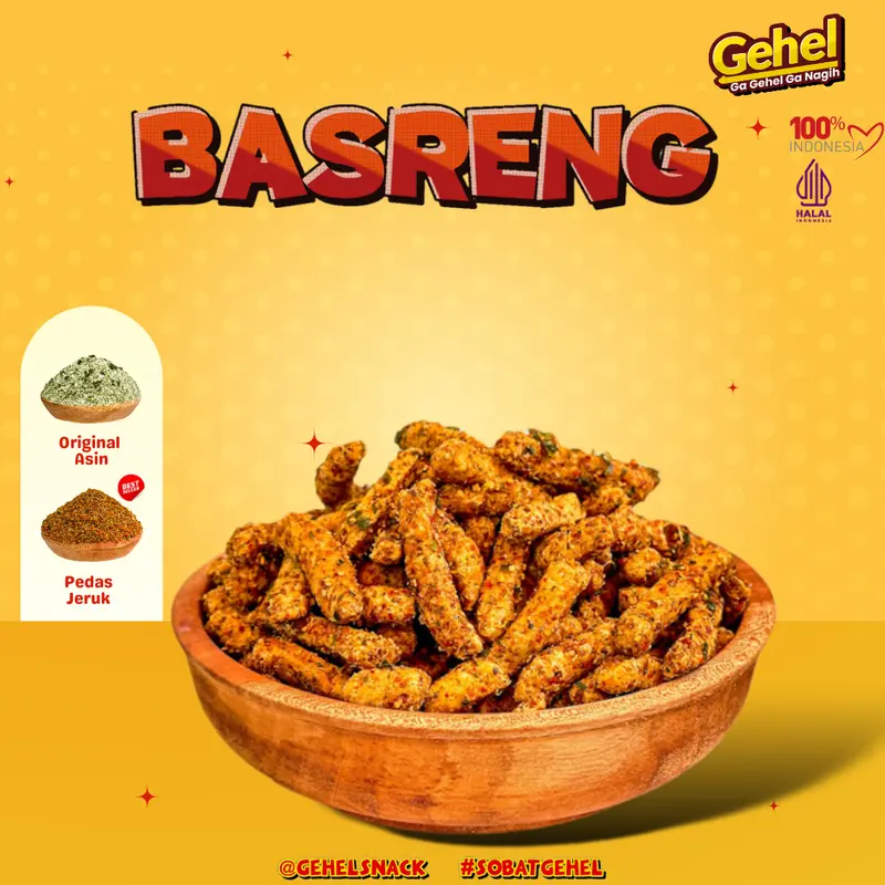 BASRENG GEHEL 200gr Varian Ori Jeruk/Pedas Biasa/Pedas Jeruk - Baso Goreng Food Instant Pedas Snack Keripik Jajanan 3