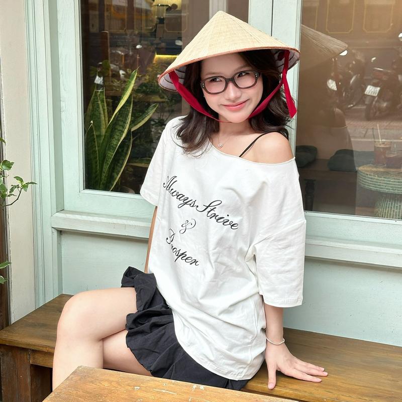 Áo Thun Nữ Trễ Vai - Kraken Drk cotton co giãn 4 chiều Women Top T-shirts Voi 3