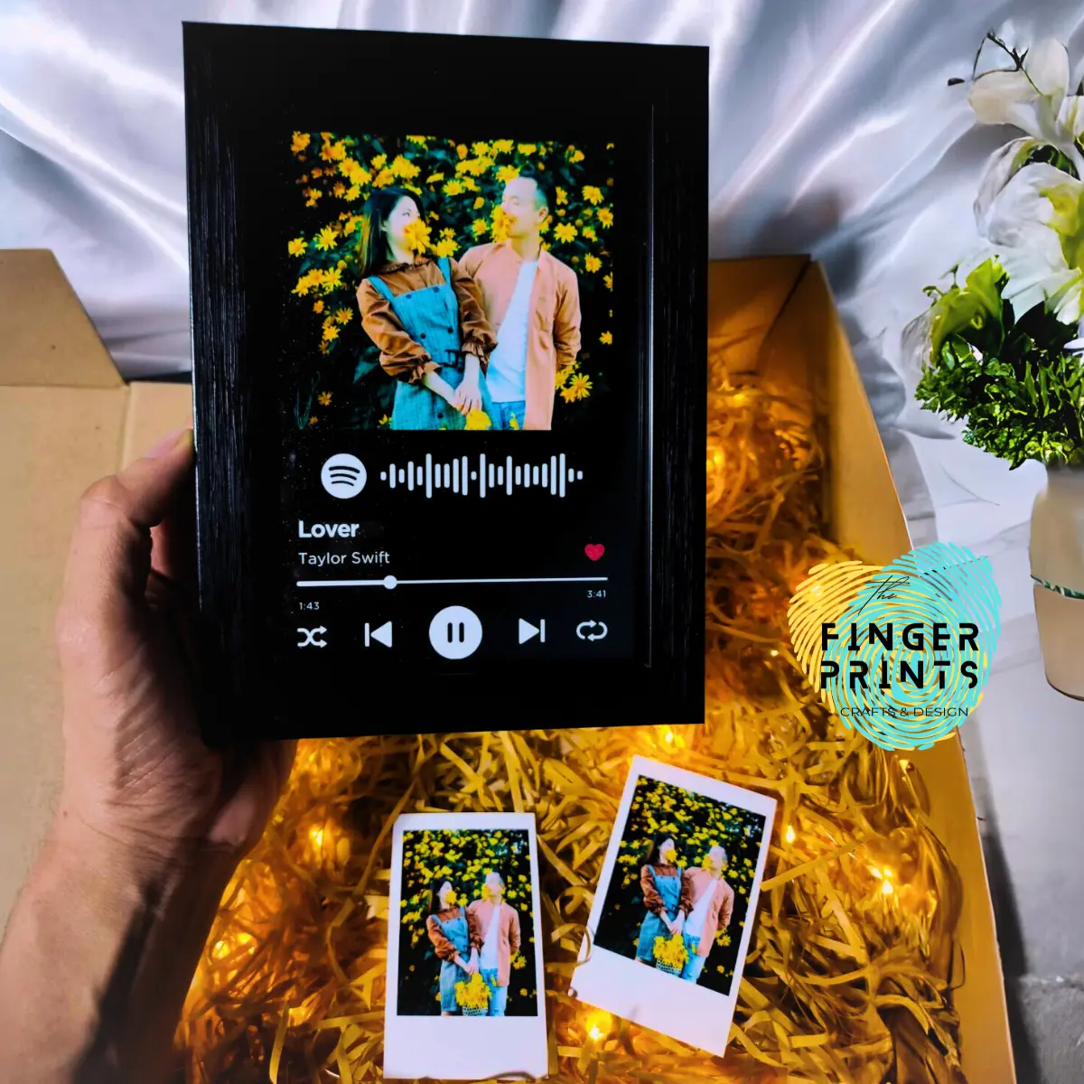 Customized Spotify Photo Frames 3R 4R 5R Customized Gift Ideas Decor Glass Decoration Pack Frame (Scan to Play) with photo stand polaroid wall instax inspired picture Braided Locket