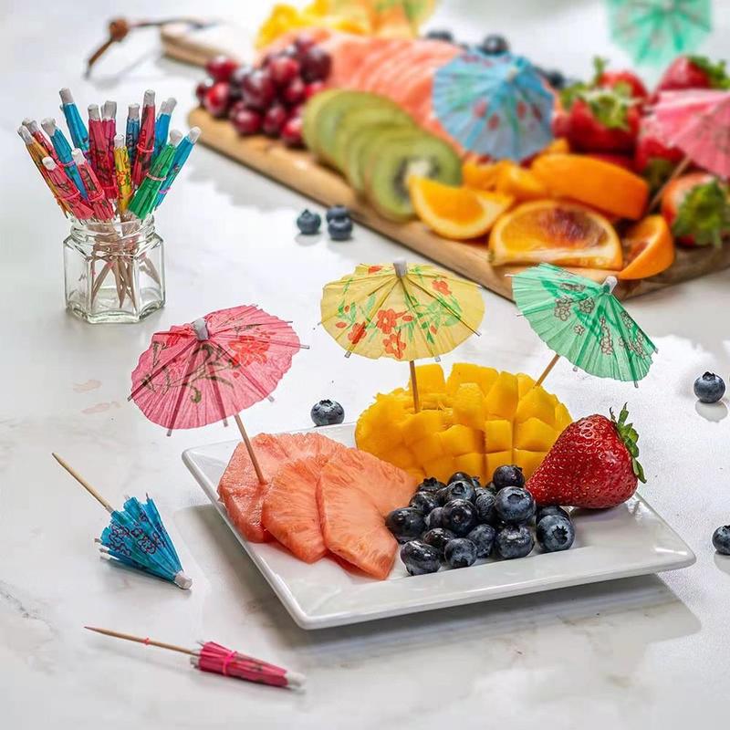 Disposable Cupcake Decoration, Disposable Umbrella Shape Fruit Sticks, Party Decoration Supplies for Home Kitchen Birthday Party 4