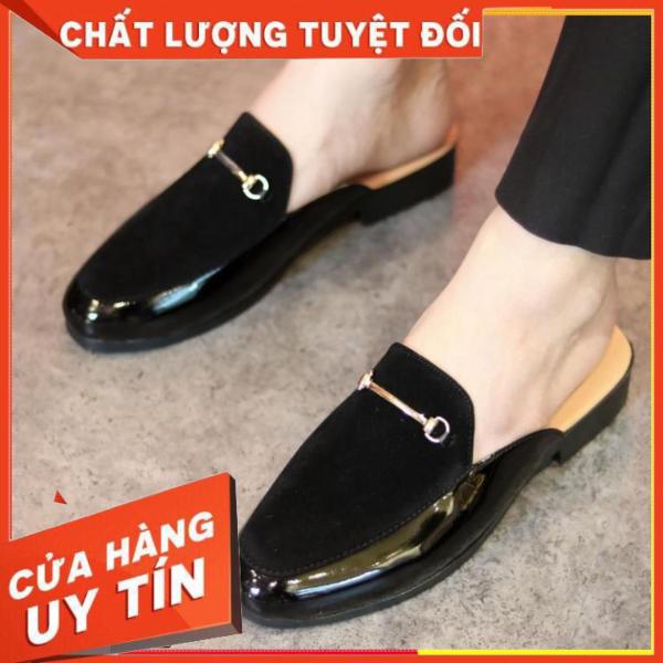 Product Introduction of Sục nam cao cấp - sục nam hở gót, da bóng phối da lộn, đính khoá vàng sang trọng, phù hợp đi chơi, liên hoan,dự tiệc Shoes 12