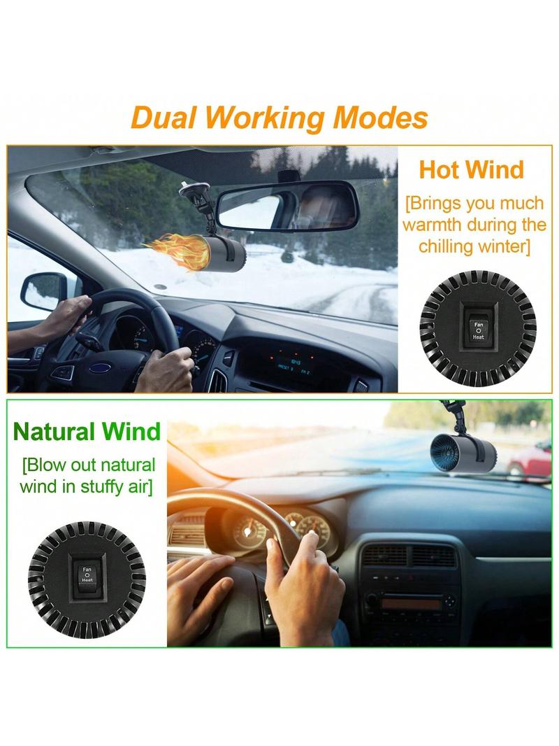 Product Introduction of (5 off your first order) 24V 150W Portable Car Heater 2 In 1 Heating Cooling Fan Rotatable Demister Defroster With 4.92ft Cord 2