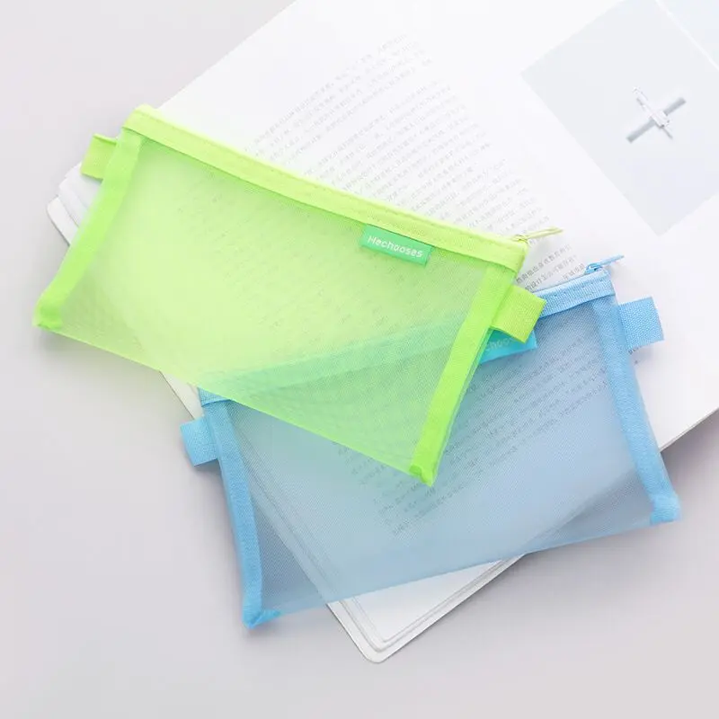 [MILOLI] Kotak Pensil HE CHOOSES SIMPLE Pouch Transparant Portabel Tempat Pensil Jaring Resleting Stationery - F0210 3