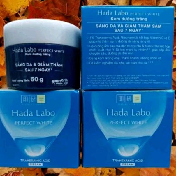  KEM DƯỠNG TRẮNG MƯỢT ĐỀU MÀU DA MẶT HADA LABO XANH PERFECT WHITE 50G HÀNG CHÍNH HÃNG 