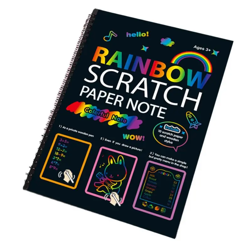 Scratch Book, 1 Set Colorful Scratch Paper, DIY Drawing Book, Art Supplies for Birthday Party Holiday, Suitable for Boys and Girls 5