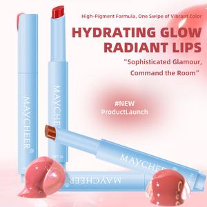 ลิปสติกแบบกด เนื้อชุ่มชื้น สีใสและสว่าง ไม่ติดแก้ว พกพาสะดวก สไตล์เกาหลี